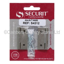 Securit Butt Hinges Self Colour 40mm 2 Pack